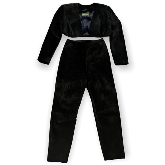 Danier Vintage Genuine LEATHER SUEDE 2-Pc Cropped Jacket & Pants Set Womens XS - Picture 8 of 8